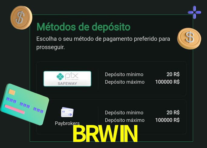O cassino BRWINbet oferece uma grande variedade de métodos de pagamento